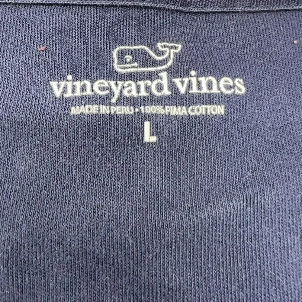 Vineyard Vines Sweater Mens L Blue 1/4 Zip Performance Pullover Whale Pima